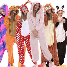 Load image into Gallery viewer, ALSAS Unicorn Pajama Nightie Adults Animal Rabbit Pajamas Flannel Stitch Cat Anime Onesies Women Sleepwear Jumpsuit
