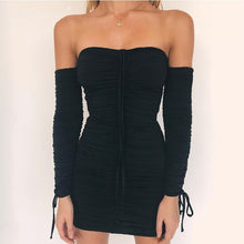 Load image into Gallery viewer, 2021 Sexy Bodycon Dress Women Autumn Winter Outfits Bandage Elastic Off Shoulder Elegant Slim Long Sleeve Party Dresses Vestidos
