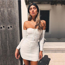 Load image into Gallery viewer, 2021 Sexy Bodycon Dress Women Autumn Winter Outfits Bandage Elastic Off Shoulder Elegant Slim Long Sleeve Party Dresses Vestidos
