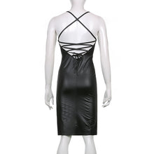 Load image into Gallery viewer, Bandage Backless Leather Dress
