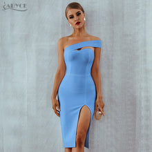 Load image into Gallery viewer, Adyce White Blue Bodycon Bandage Dress Women 2021 Summer Sexy Elegant Black One Shoulder Strapless Celebrity Runway Party Dress
