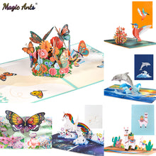 Load image into Gallery viewer, ALSAS 3D Butterfly Unicorn Birthday Card for Kids Children Cute Animal Pop-Up
