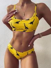 Load image into Gallery viewer, 2022 Sexy Yellow Dinosaur Print Swimsuit Women bathers Bandeau Bikinis Woman Push up Swimwear Sport Swimming bathing suit Lovely
