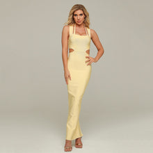 Load image into Gallery viewer, 2020 New Bandage Long Dress Sexy Backless Sleeveless Yellow Bodycon Runway Dress Women Club Celebrity Evening Party Vestidos
