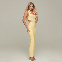 Load image into Gallery viewer, 2020 New Bandage Long Dress Sexy Backless Sleeveless Yellow Bodycon Runway Dress Women Club Celebrity Evening Party Vestidos
