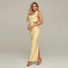 Load image into Gallery viewer, 2020 New Bandage Long Dress Sexy Backless Sleeveless Yellow Bodycon Runway Dress Women Club Celebrity Evening Party Vestidos
