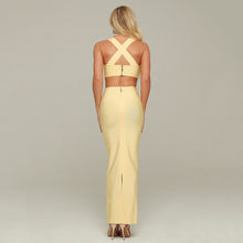 Load image into Gallery viewer, 2020 New Bandage Long Dress Sexy Backless Sleeveless Yellow Bodycon Runway Dress Women Club Celebrity Evening Party Vestidos
