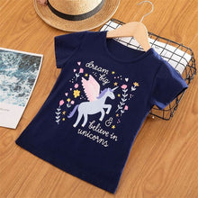 Load image into Gallery viewer, ALSAS Summer Girls Unicorn Print Short Sleeve T-shirts
