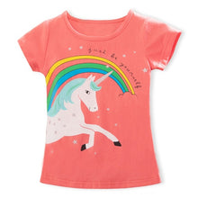 Load image into Gallery viewer, ALSAS Summer Girls Unicorn Print Short Sleeve T-shirts
