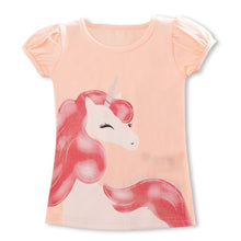 Load image into Gallery viewer, ALSAS Summer Girls Unicorn Print Short Sleeve T-shirts
