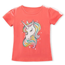 Load image into Gallery viewer, ALSAS Summer Girls Unicorn Print Short Sleeve T-shirts
