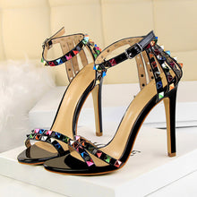 Load image into Gallery viewer, 2022 Women 11cm High Heels Rivets Studded Sandals Lady Sandles Stiletto Gladiator Pumps Stripper Summer Fetish Platform Shoes
