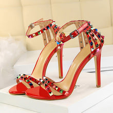 Load image into Gallery viewer, 2022 Women 11cm High Heels Rivets Studded Sandals Lady Sandles Stiletto Gladiator Pumps Stripper Summer Fetish Platform Shoes
