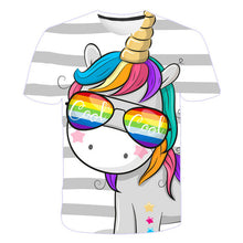 Load image into Gallery viewer, ALSAS 2022 Unicorn Girls T-shirt Summer Kids Cartoon T-shirt Kids Polyester Top T-shirt Suitable for Cute Girls T-shirt 3-14t
