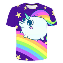 Load image into Gallery viewer, ALSAS 2022 Unicorn Girls T-shirt Summer Kids Cartoon T-shirt Kids Polyester Top T-shirt Suitable for Cute Girls T-shirt 3-14t
