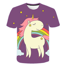 Load image into Gallery viewer, ALSAS 2022 Unicorn Girls T-shirt Summer Kids Cartoon T-shirt Kids Polyester Top T-shirt Suitable for Cute Girls T-shirt 3-14t
