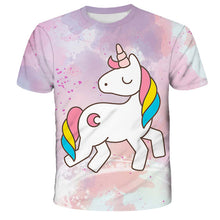 Load image into Gallery viewer, ALSAS 2022 Unicorn Girls T-shirt Summer Kids Cartoon T-shirt Kids Polyester Top T-shirt Suitable for Cute Girls T-shirt 3-14t
