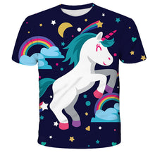 Load image into Gallery viewer, ALSAS 2022 Unicorn Girls T-shirt Summer Kids Cartoon T-shirt Kids Polyester Top T-shirt Suitable for Cute Girls T-shirt 3-14t
