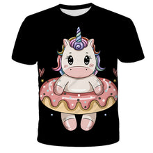 Load image into Gallery viewer, ALSAS 2022 Unicorn Girls T-shirt Summer Kids Cartoon T-shirt Kids Polyester Top T-shirt Suitable for Cute Girls T-shirt 3-14t
