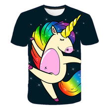 Load image into Gallery viewer, ALSAS 2022 Unicorn Girls T-shirt Summer Kids Cartoon T-shirt Kids Polyester Top T-shirt Suitable for Cute Girls T-shirt 3-14t
