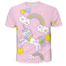 Load image into Gallery viewer, ALSAS 2022 Unicorn Girls T-shirt Summer Kids Cartoon T-shirt Kids Polyester Top T-shirt Suitable for Cute Girls T-shirt 3-14t
