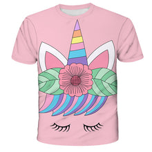 Load image into Gallery viewer, ALSAS 2022 Unicorn Girls T-shirt Summer Kids Cartoon T-shirt Kids Polyester Top T-shirt Suitable for Cute Girls T-shirt 3-14t
