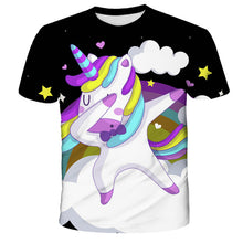 Load image into Gallery viewer, ALSAS 2022 Unicorn Girls T-shirt Summer Kids Cartoon T-shirt Kids Polyester Top T-shirt Suitable for Cute Girls T-shirt 3-14t
