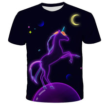 Load image into Gallery viewer, ALSAS 2022 Unicorn Girls T-shirt Summer Kids Cartoon T-shirt Kids Polyester Top T-shirt Suitable for Cute Girls T-shirt 3-14t
