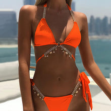 Load image into Gallery viewer, 2022 Sexy Crystal Diamond Bikini Swimwear Women Swimsuit Chain Bandage Bikini Set Female Push Up Bathing Suits Summer Beach Wear
