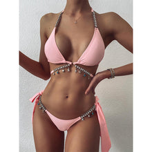 Load image into Gallery viewer, 2022 Sexy Crystal Diamond Bikini Swimwear Women Swimsuit Chain Bandage Bikini Set Female Push Up Bathing Suits Summer Beach Wear
