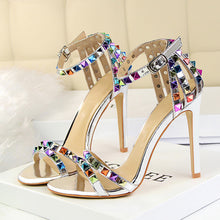 Load image into Gallery viewer, 2022 Women 11cm High Heels Rivets Studded Sandals Lady Sandles Stiletto Gladiator Pumps Stripper Summer Fetish Platform Shoes
