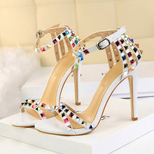 Load image into Gallery viewer, 2022 Women 11cm High Heels Rivets Studded Sandals Lady Sandles Stiletto Gladiator Pumps Stripper Summer Fetish Platform Shoes
