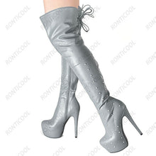 Load image into Gallery viewer, Boots Matt PU Studded Side Zipper Stiletto
