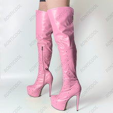 Load image into Gallery viewer, Boots Matt PU Studded Side Zipper Stiletto
