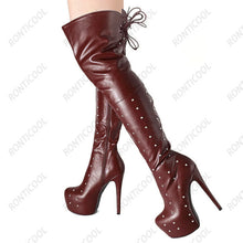 Load image into Gallery viewer, Boots Matt PU Studded Side Zipper Stiletto
