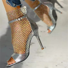 Load image into Gallery viewer, NEW JFB 2022 Studded Grid Mesh Stiletto Pumps Office Party heels
