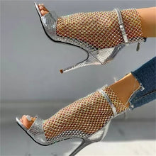 Load image into Gallery viewer, NEW JFB 2022 Studded Grid Mesh Stiletto Pumps Office Party heels
