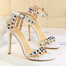 Load image into Gallery viewer, 2021 Women 11cm High Heels Rivets Studded Sandals Lady Sandles Stiletto Gladiator Pumps Stripper Summer Fetish Platform Shoes
