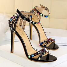 Load image into Gallery viewer, 2021 Women 11cm High Heels Rivets Studded Sandals Lady Sandles Stiletto Gladiator Pumps Stripper Summer Fetish Platform Shoes
