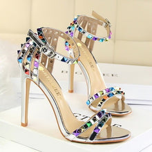 Load image into Gallery viewer, 2021 Women 11cm High Heels Rivets Studded Sandals Lady Sandles Stiletto Gladiator Pumps Stripper Summer Fetish Platform Shoes
