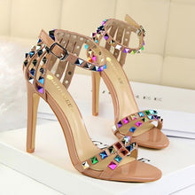 Load image into Gallery viewer, 2021 Women 11cm High Heels Rivets Studded Sandals Lady Sandles Stiletto Gladiator Pumps Stripper Summer Fetish Platform Shoes
