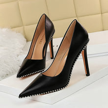 Load image into Gallery viewer, 2021 Women 10.5cm High Heels Studded Rivets Bridal Pumps Stiletto Lady Fetish Low Heels Shoes Scarpins Stripper Office Heels
