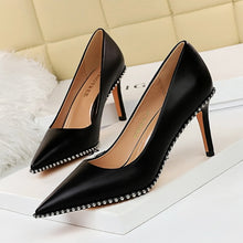 Load image into Gallery viewer, 2021 Women 10.5cm High Heels Studded Rivets Bridal Pumps Stiletto Lady Fetish Low Heels Shoes Scarpins Stripper Office Heels
