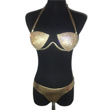 Load image into Gallery viewer, 2022 Sexy Halter Swimwear Rhinestone Bikini Set Women Swimsuit Crystal Diamond Sequins Push Up Swimwear Bathing Suits Bikinis
