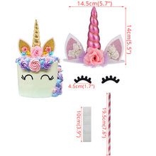 Load image into Gallery viewer, ALSAS Unicorn Birthday Cake Decorations Rainbow Cake Topper Birthday Party Decorations
