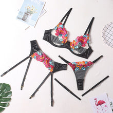 Load image into Gallery viewer, 3-Piece Contrast Color Lace Bra Set
