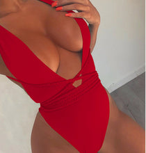 Load image into Gallery viewer, 2022 Female One-piece Sexy Woven Bandage Plus Size Pure Color Swimwear Dress Swimsuit Women with Cup Integrated Swimsuit
