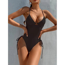 Load image into Gallery viewer, Bikini For Women Clothing Female Swimwear 2022 Beach Wear Suit Hot Pure Color One Piece Both Sides Hollow Out Bind Back Sexy
