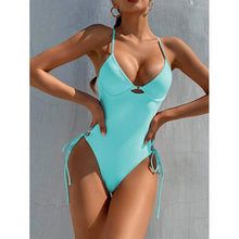 Load image into Gallery viewer, Bikini For Women Clothing Female Swimwear 2022 Beach Wear Suit Hot Pure Color One Piece Both Sides Hollow Out Bind Back Sexy
