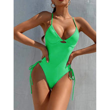 Load image into Gallery viewer, Bikini For Women Clothing Female Swimwear 2022 Beach Wear Suit Hot Pure Color One Piece Both Sides Hollow Out Bind Back Sexy
